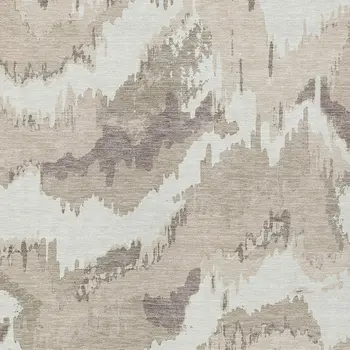 3' X 5' Beige Brown And Ivory Abstract Washable Indoor Outdoor Area Rug