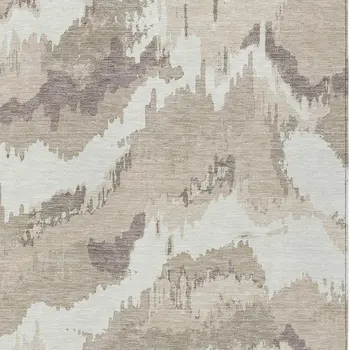 8' X 10' Beige Brown And Ivory Abstract Washable Indoor Outdoor Area Rug