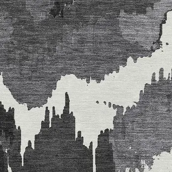 3' X 5' Black Gray And Charcoal Abstract Washable Indoor Outdoor Area Rug