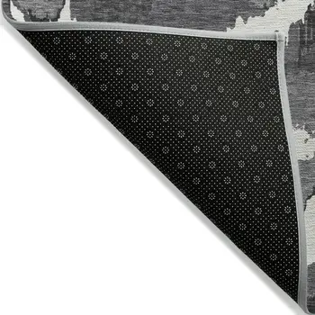10' X 14' Black Gray And Charcoal Abstract Washable Indoor Outdoor Area Rug