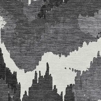 10' X 14' Black Gray And Charcoal Abstract Washable Indoor Outdoor Area Rug