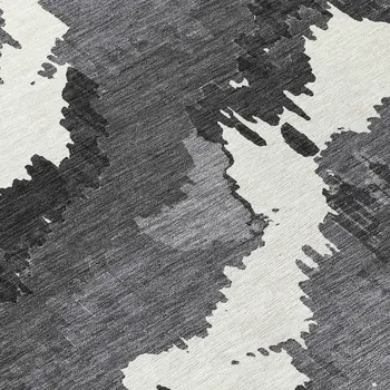 10' X 14' Black Gray And Charcoal Abstract Washable Indoor Outdoor Area Rug