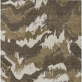 8' X 10' Brown Beige And Taupe Abstract Washable Indoor Outdoor Area Rug