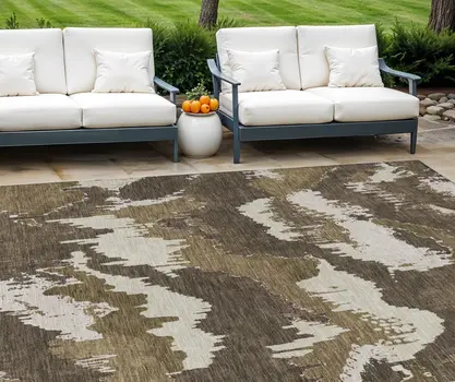 8' X 10' Brown Beige And Taupe Abstract Washable Indoor Outdoor Area Rug