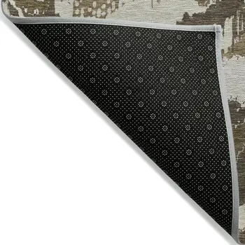 8' X 10' Brown Beige And Taupe Abstract Washable Indoor Outdoor Area Rug