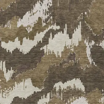 9' X 12' Brown Beige And Taupe Abstract Washable Indoor Outdoor Area Rug