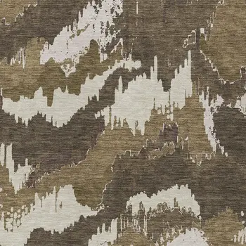 10' X 14' Brown Beige And Taupe Abstract Washable Indoor Outdoor Area Rug
