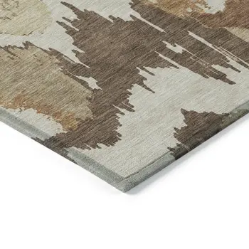 3' X 5' Brown And Beige Abstract Washable Indoor Outdoor Area Rug