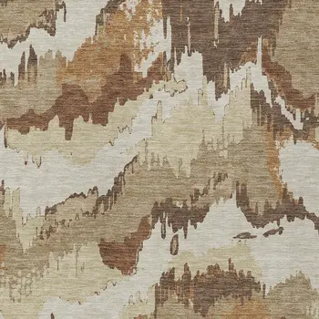 5' X 8' Brown And Beige Abstract Washable Indoor Outdoor Area Rug
