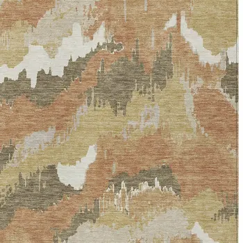 8' X 10' Copper Ivory And Brown Abstract Washable Indoor Outdoor Area Rug