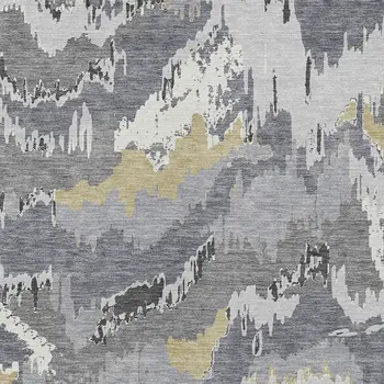 8' X 10' Gray Silver And Charcoal Abstract Washable Indoor Outdoor Area Rug