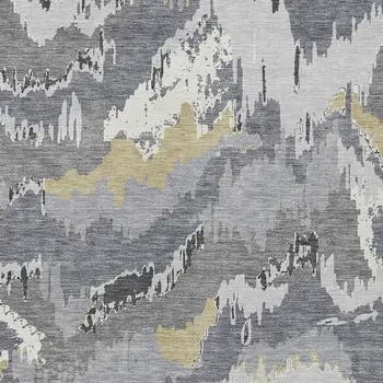 10' X 14' Gray Silver And Charcoal Abstract Washable Indoor Outdoor Area Rug