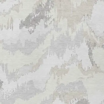 5' X 8' Ivory Beige And Cream Abstract Washable Indoor Outdoor Area Rug