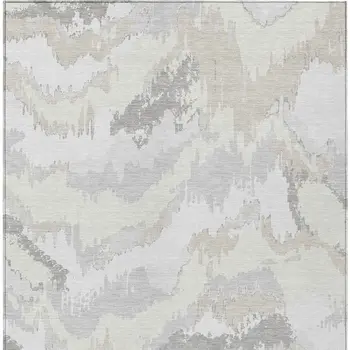 10' X 14' Ivory Beige And Cream Abstract Washable Indoor Outdoor Area Rug