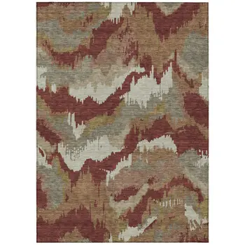 5' X 8' Orange Copper And Beige Abstract Washable Indoor Outdoor Area Rug