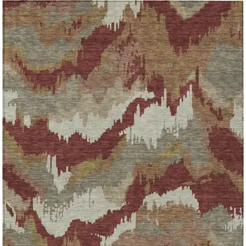 5' X 8' Orange Copper And Beige Abstract Washable Indoor Outdoor Area Rug