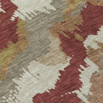 5' X 8' Orange Copper And Beige Abstract Washable Indoor Outdoor Area Rug