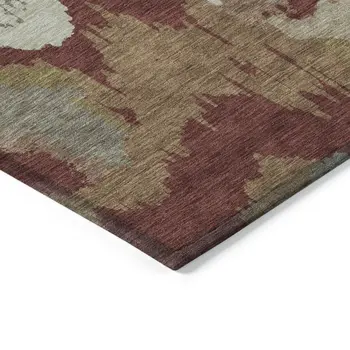 10' X 14' Orange Copper And Beige Abstract Washable Indoor Outdoor Area Rug