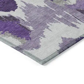 8' X 10' Purple Lavender And Gray Abstract Washable Indoor Outdoor Area Rug