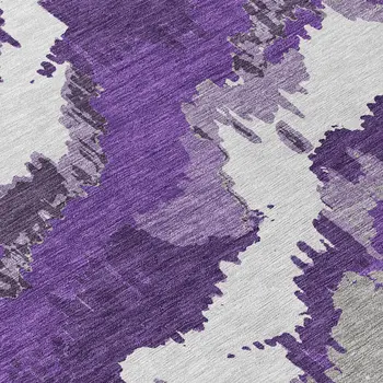 8' X 10' Purple Lavender And Gray Abstract Washable Indoor Outdoor Area Rug