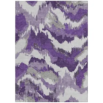 10' X 14' Purple Lavender And Gray Abstract Washable Indoor Outdoor Area Rug