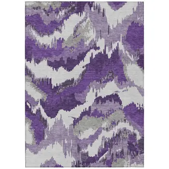 10' X 14' Purple Lavender And Gray Abstract Washable Indoor Outdoor Area Rug