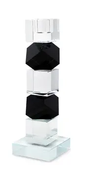 9" Black And Clear Crystal Tabletop Taper Candlestick