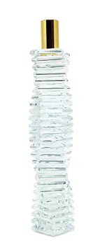 8" Clear And Gold Twisted Crystal Tabletop Taper Candlestick