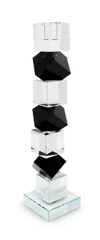 12" Black And Clear Crystal Tabletop Taper Candlestick