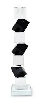 12" Black And Clear Crystal Tabletop Taper Candlestick