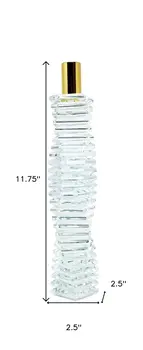12" Clear And Gold Twisted Crystal Tabletop Taper Candlestick
