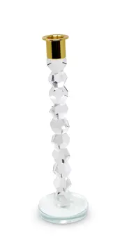 11" Gold Crystal Abstract Tabletop Candle Holder For Wedding