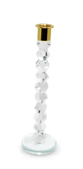 11" Gold Crystal Abstract Tabletop Candle Holder For Wedding