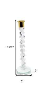 11" Gold Crystal Abstract Tabletop Candle Holder For Wedding
