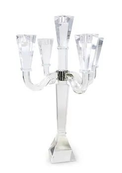 20" Clear Faceted Crystal Tabletop Candelabra Candle Holder