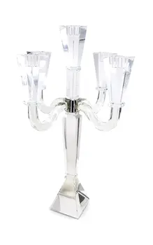 20" Clear Faceted Crystal Tabletop Candelabra Candle Holder
