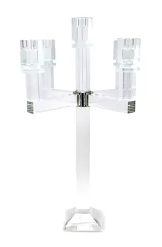 20" Clear Faceted Crystal Tabletop Candelabra Candle Holder
