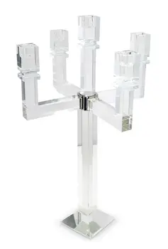 20" Clear Faceted Crystal Tabletop Candelabra Candle Holder