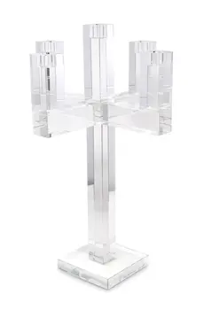 20" Clear Faceted Crystal Tabletop Candelabra Candle Holder