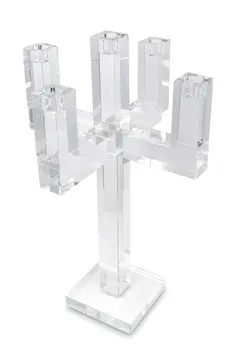 20" Clear Faceted Crystal Tabletop Candelabra Candle Holder