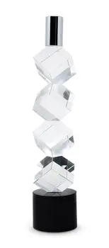 11" Silver Clear And Black Crystal Tabletop Taper Candlestick