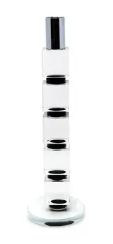 11" Silver Clear And Black Geo Crystal Tabletop Taper Candlestick