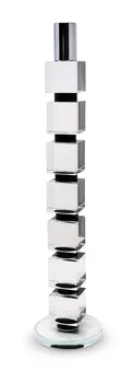 15" Silver Clear And Black Crystal Tabletop Taper Candlestick