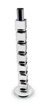 15" Silver Clear And Black Crystal Tabletop Taper Candlestick