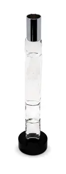 11" Silver Clear And Black Crystal Tabletop Taper Candlestick