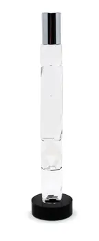 11" Silver Clear And Black Crystal Tabletop Taper Candlestick
