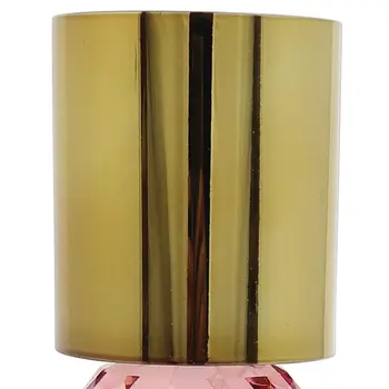 Set of Two Amber Gold And Pink Faceted Crystal Tabletop Taper Candlesticks