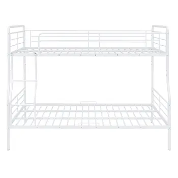 White Full XL Over Queen Contemporary Metal Bunk Bed