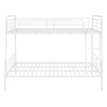 White Full XL Over Queen Contemporary Metal Bunk Bed