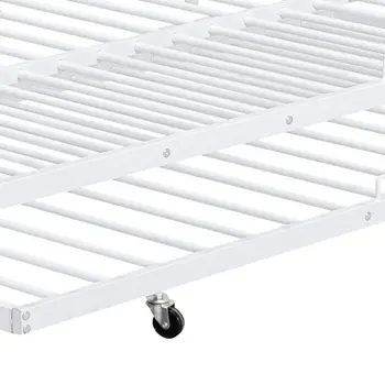White Full XL Over Queen Contemporary Metal Bunk Bed With Trundle